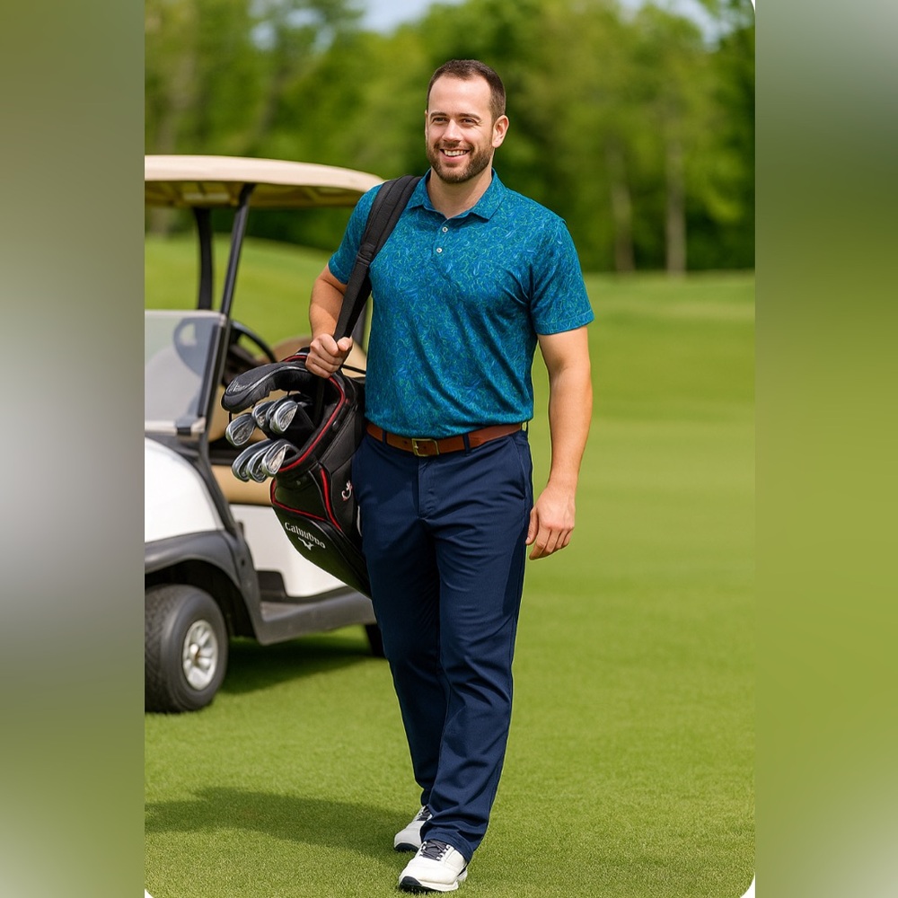 Performance Golf Polo Hart Schaffner Marx M Blue Martini luxury Athletic